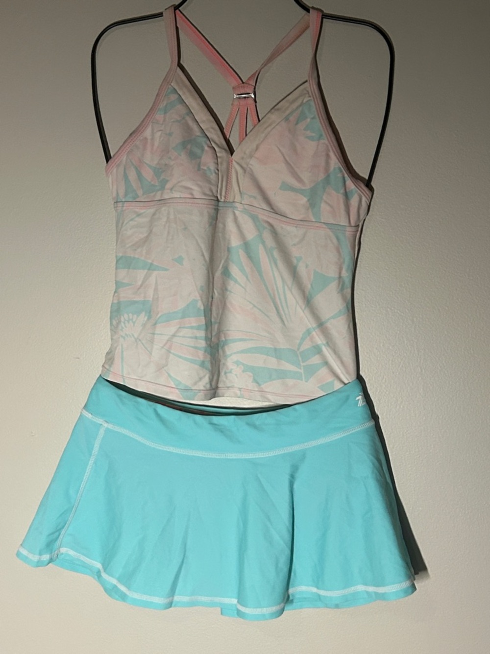 3 Pc Set - ZeroXposur Pink & Aqua Athletic Tankini